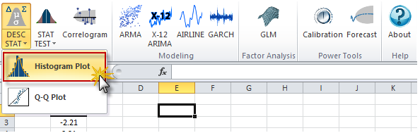Histogram menu.