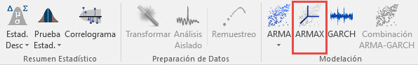 Select ARMAX in NumXL Toolbar.