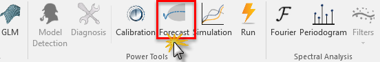 Selecting forecast icon in NumXL toolbar.