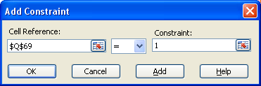 This figure shows the Add Constraint dialog box.