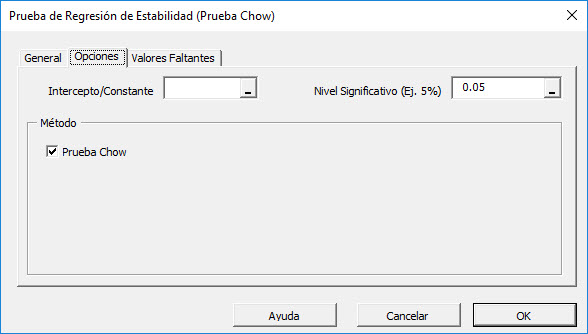 Options tab in the Normality Test dialog in NumXL