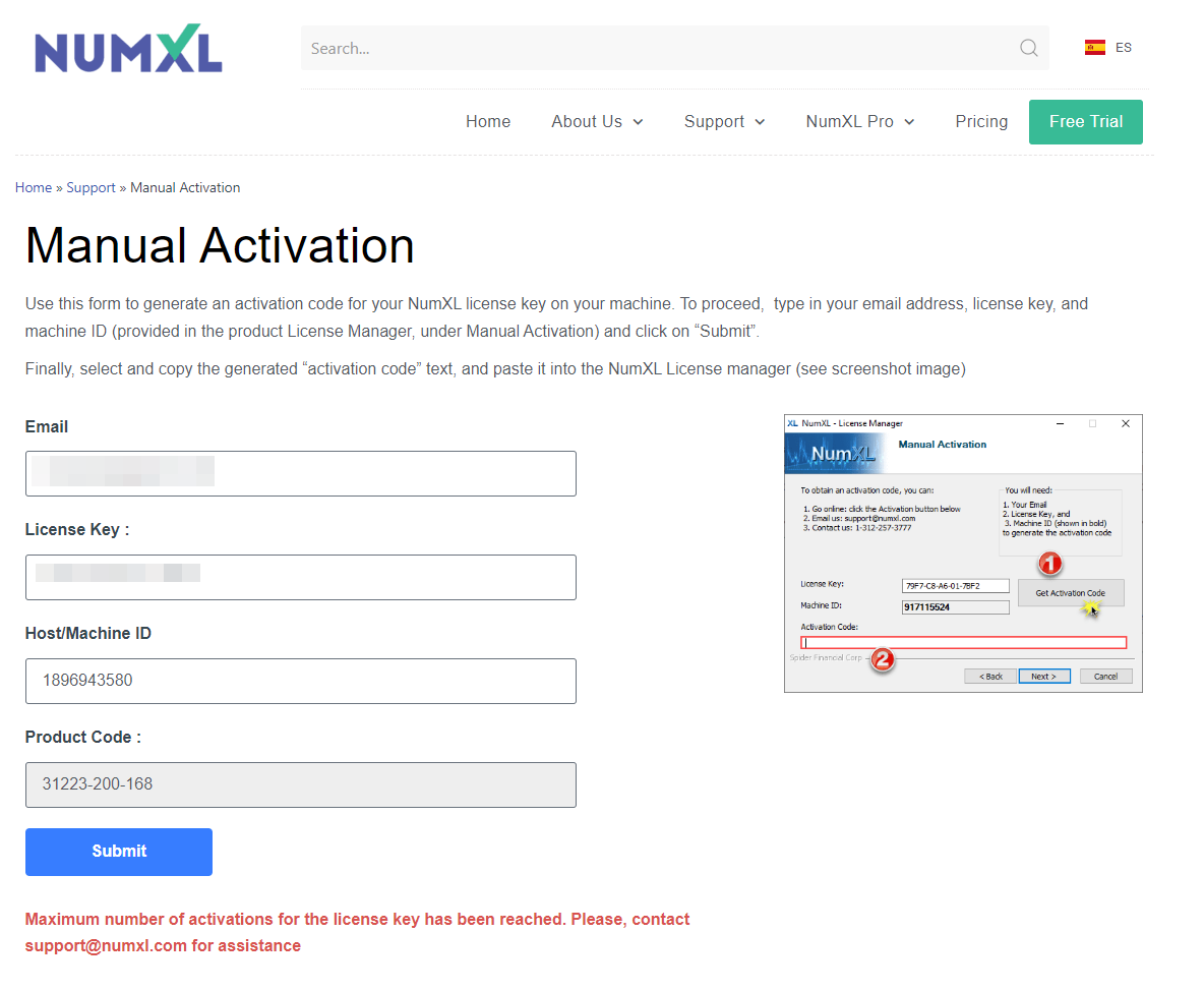  Message d'erreur concernant le dépassement du nombre d'activations