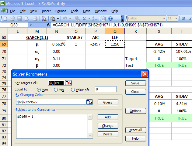 本图显示 Excel 求解器对话框。