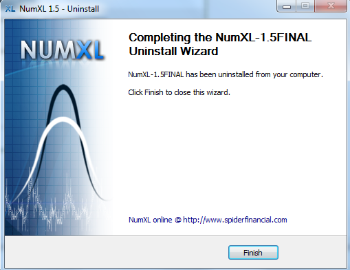 Final screen after uninstalling NumXL.