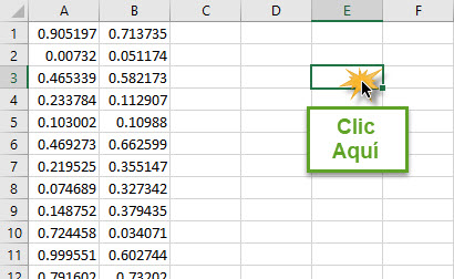 Selecciona una celda vacía en la hoja de cálculo de Excel para colocar la tabla de salida del histograma.