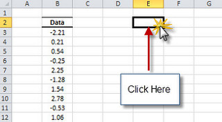 Select an empty cell in the Excel worksheet to place the histogram output table.