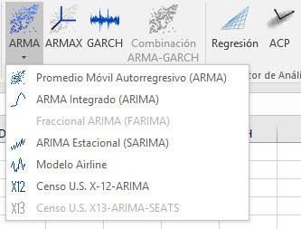 El icono X12-ARIMA en la barra de herramientas y/o el menú NumXL.