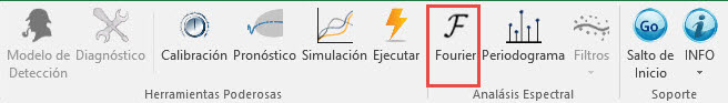 The figure shows the location of the Discrete Fourier Transform (DFT) icon on the NumXL Toolbar.