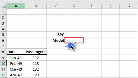 Select an empty cell in your worksheet, preferably close to the input data set.