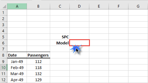 Select an empty cell in your worksheet, preferably close from the input data set.