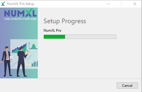 In this figure, the NumXL installer is downloading all required packages onto your local disk.