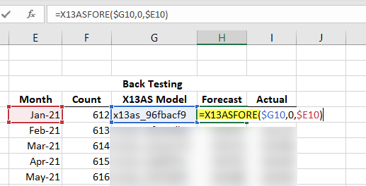 Using the X13ASFORE(.) function to get the forecast value for the adjacent date.